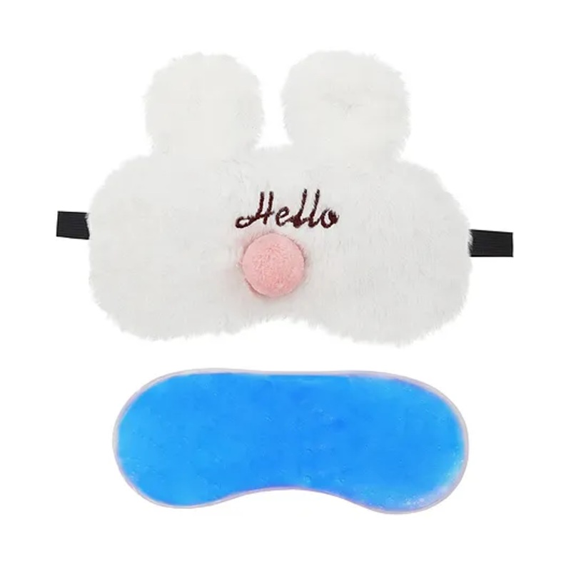 Jenna Fur Hello White Cute Sleeping Eye Mask With Cooling Gel – White