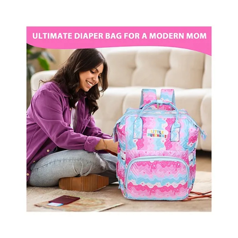 Little Munchkins Cute New Born Unisex Multipurpose light weight large diaper backpack for mother carry::color::baby pink