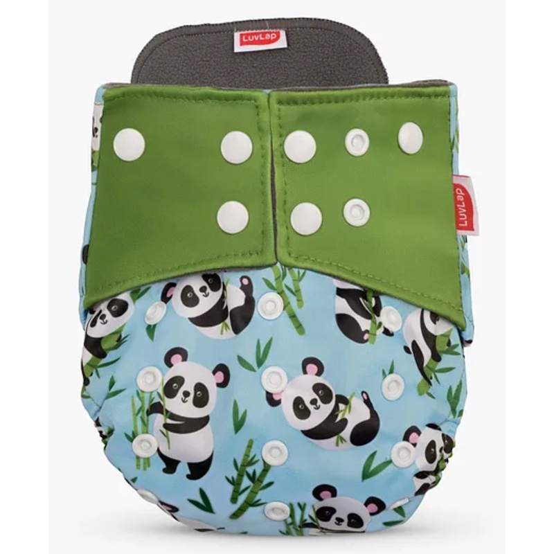 LuvLap Reusable Baby Cloth Diaper, Double Leak Guard, High Absorption, Quick Dry, Stain-Proof Comfort & Protection, Adjustable Waist & Height, Insert  Blue Panda