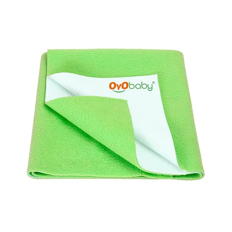 OYO BABY Anti-Piling Fleece Extra Absorbent Instant Dry Sheet, Baby Bed Protector, Waterproof Sheet, Small (70cm x 50cm), Light Green