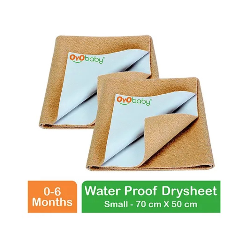 OYO BABY Waterproof Instant Dry Sheet Baby Bed Protector Extra Absorbent Crib Sheet Small Size 50 x70 cm (Pack of 2) Best for 0 – 6 months baby