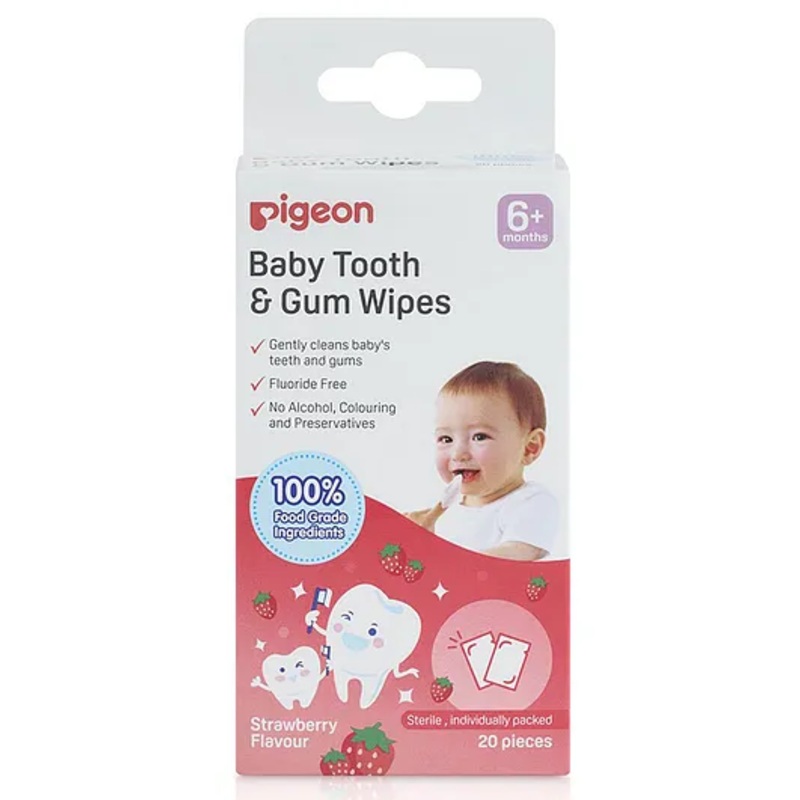 Pigeon Baby Tooth and Gum Wipes With Strawberry Flavour – Pack of 20
