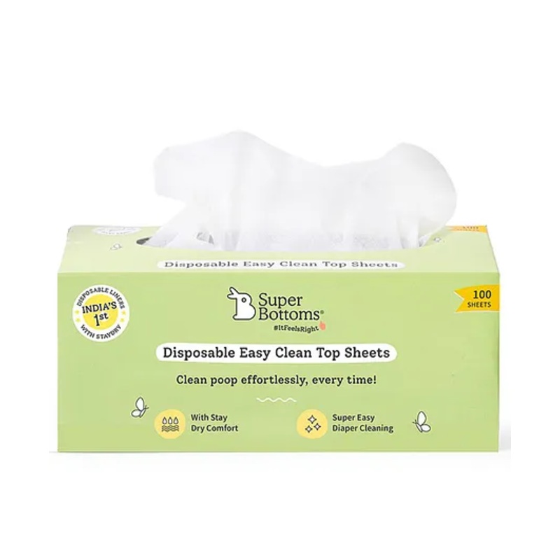 SuperBottoms Disposable Easy Clean Top Sheets l Diaper Liners l Hypoallergenic l Pack of 100