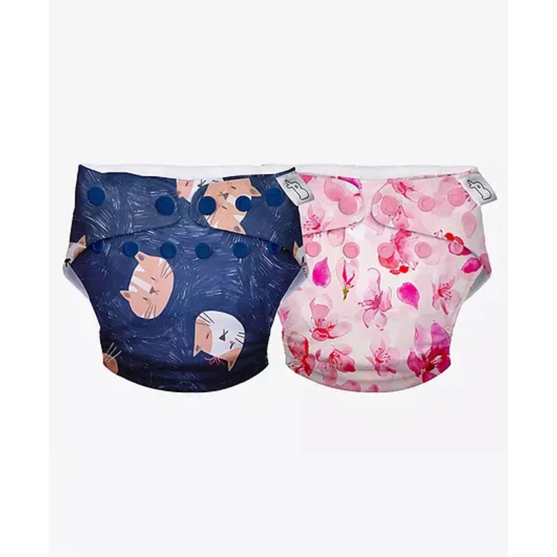 SuperBottoms Swimming Diapers for Babies & Toddlers – Washable, Reusable & Adjustable Swim Diapers | Pack of 2 | Cherry Blossom & Good Cat-titude