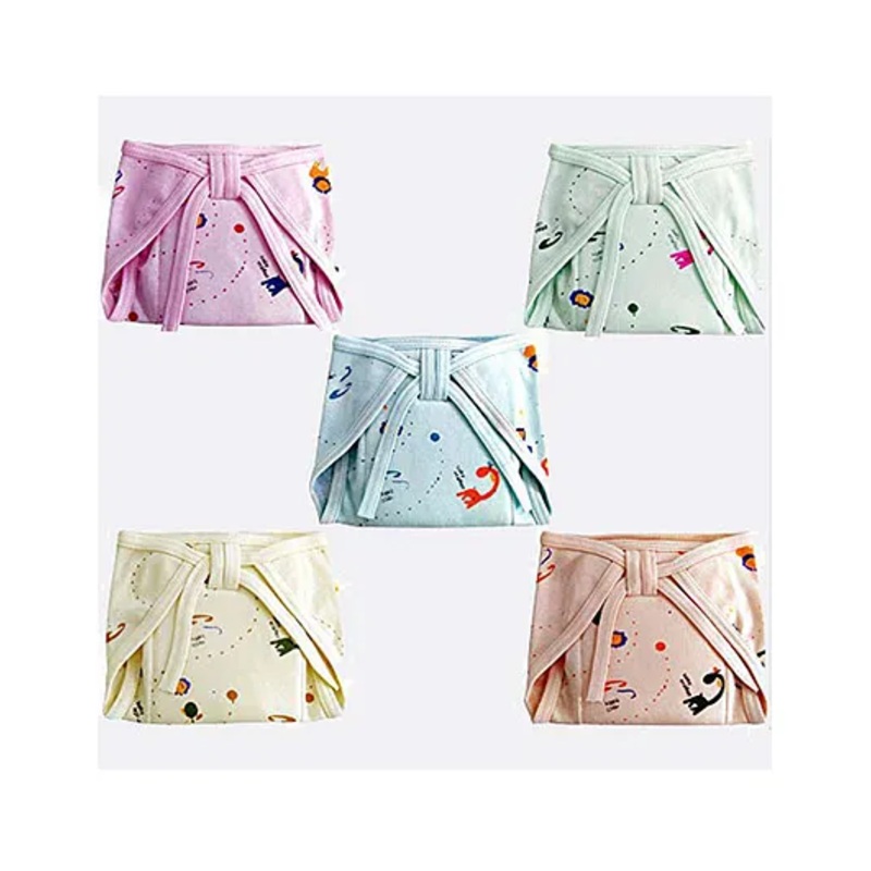 Superminis Reusable Printed Muslin Cotton Nappy Pack of 5  Multicolor