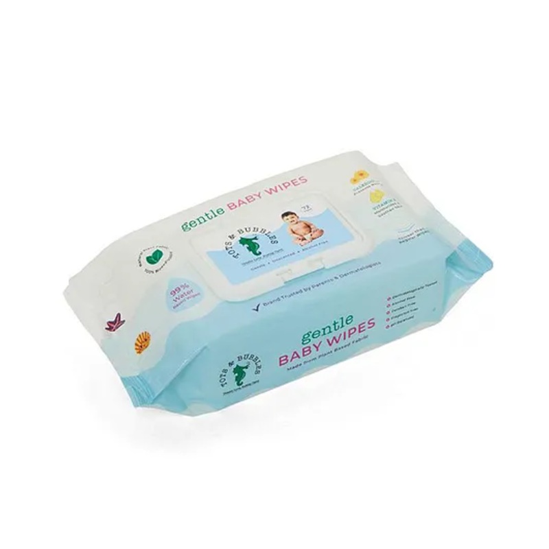 Tots & Bubbles Gentle Baby Wet Wipes with lid, Alcohol free, Natural plant fabric | 72 Pcs (Pack of 1)