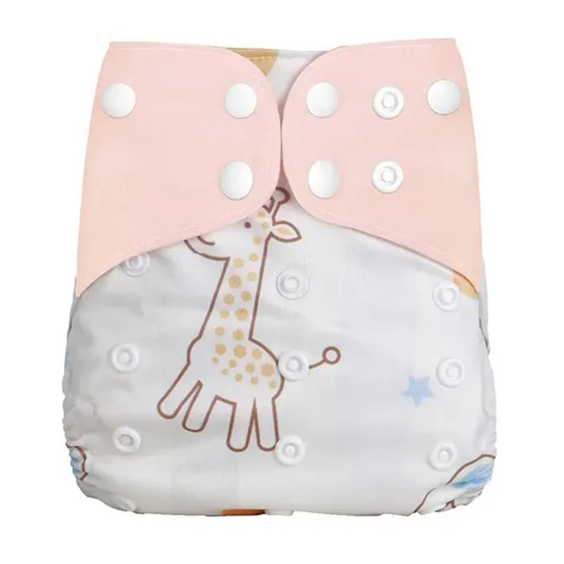 Zikku Free Size Reusable Cloth Diaper for Babies with One Insert – Giraffe Print