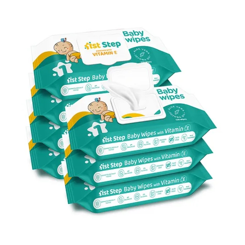 1st Step Baby Wet Wipes with Lid Enriched and Aloe Vera and Jojoba Oil 72 Wipes Pack of 7 – 504 Wipes