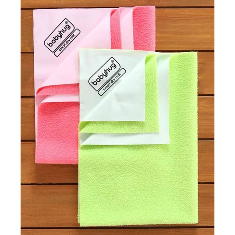 Babyhug Smart Dry Bed Protector Sheet Pack of 2 Large – Pink Green