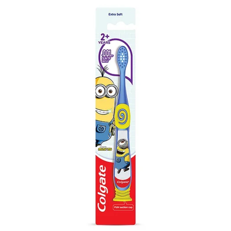 Colgate Kids Minion Toothbrush With Extra Soft Bristles & Tongue Cleaner – Blue & Yellow