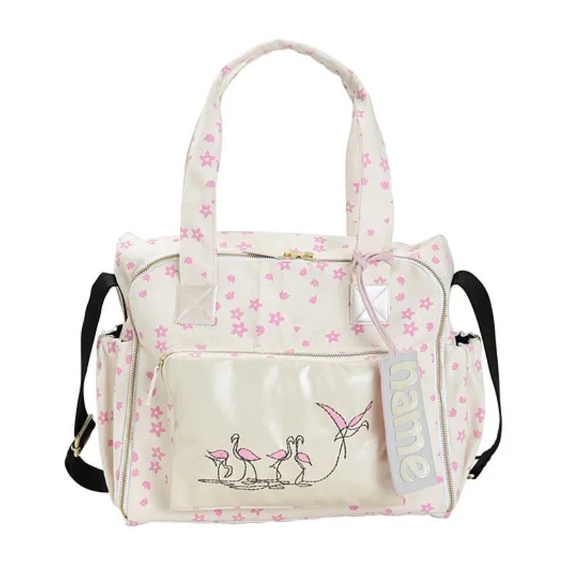 Mi Dulce An’ya Organic Diaper Bag Flemingo Print – Cream