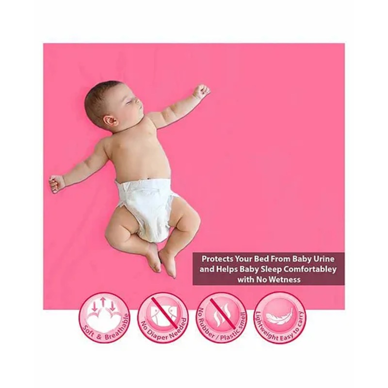 Polka Tots Premium Waterproof Baby Dry Sheet Bed Protector   Small (50 x 70 CM, Pink)