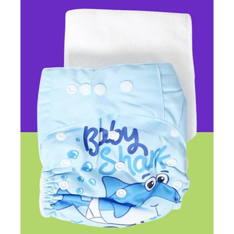 The Cheeky Kidzz Baby Pocket Printed Shark Cloth Diapers With Insert Reusable Cloth Diapers Washable Fitted Diapers One Size Reusable for Baby Girls and Boys (0-24 MONTHS)