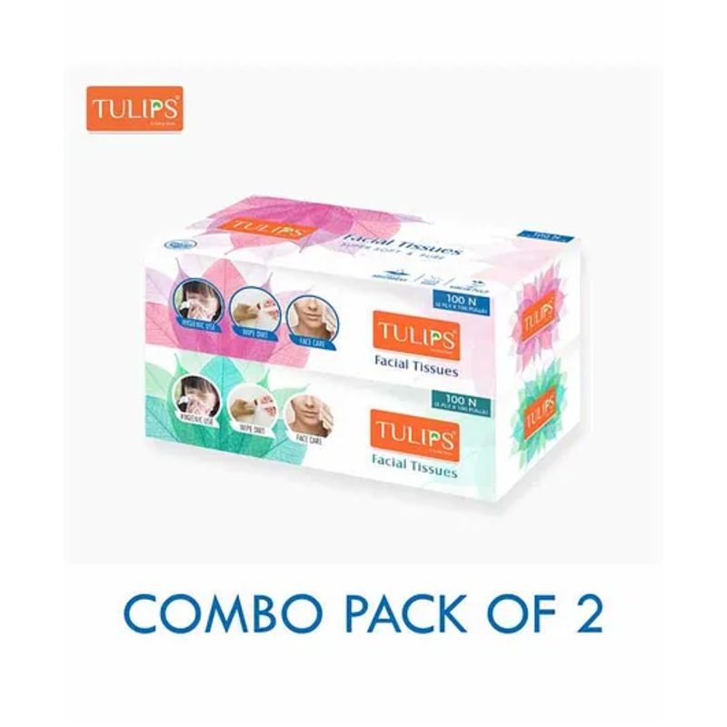 Tulips Facial Tissue Paper Pack of 2 – 100 Pieces Each