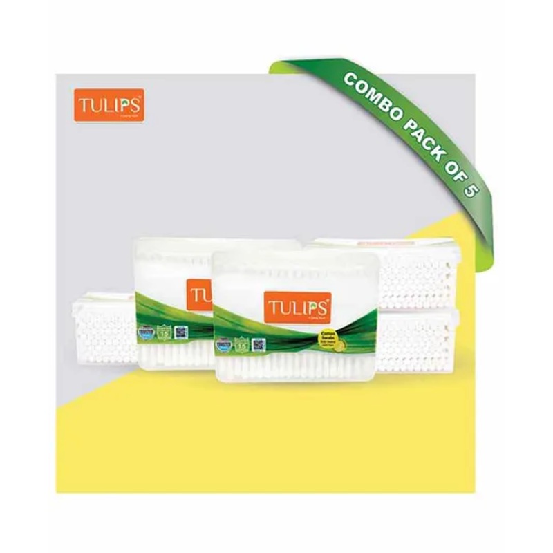 Tulips Safety Cotton Buds Jar Pack of 5 – 50 Stems Each