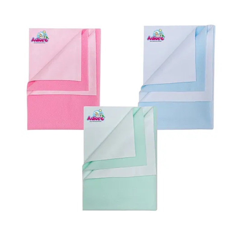Adore Instadry Baby Bed Protector Combo-Pack of 3- SeaGreen, Sky Blue & Baby Pink- Instant Drying- Protects Bed from Wetness