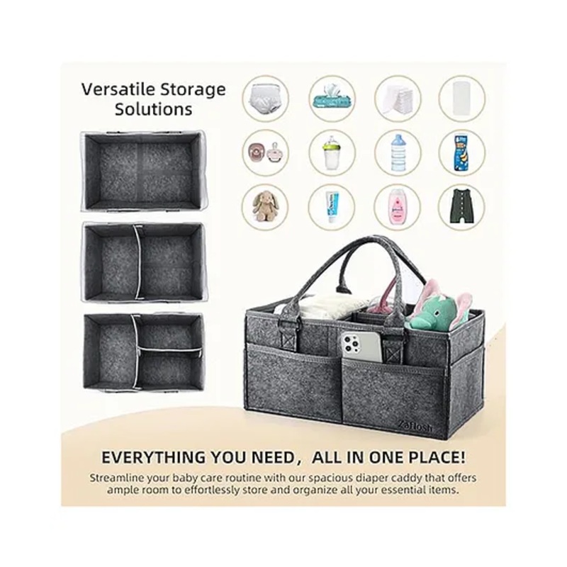 Babymoon Multifunctional Caddy Organiser Storage Mother Baby Diaper Bag Foldable – Black