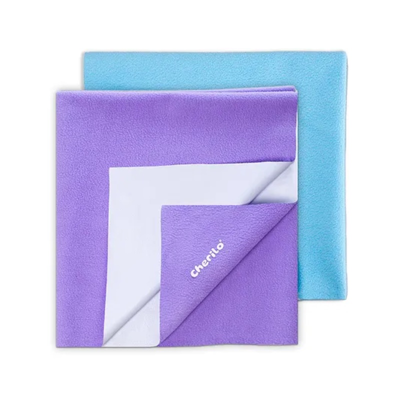 Cherilo Waterproof Baby Bed Protector Sheet Small Pack of 2 – Violet & Sky Blue