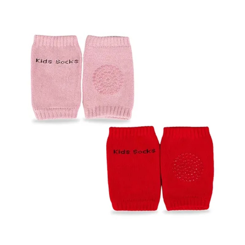 Chinmay Kids Knee Pads with Anti-Slip Padded Stretchable Elastic Cotton Soft Comfortable Pack of 2 – Pink & Red