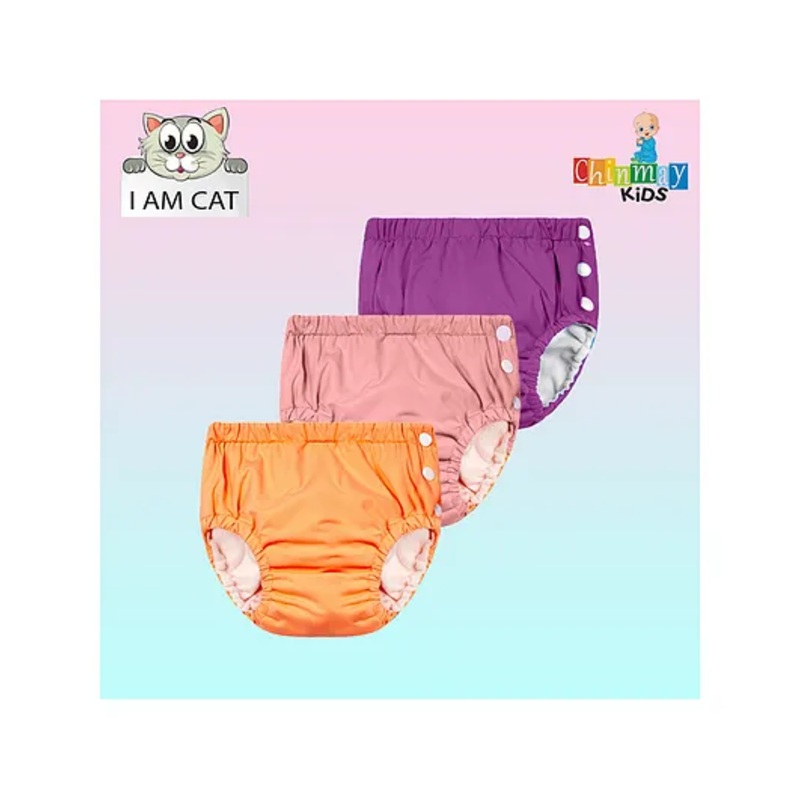 Chinmay Kids Reusable Swimwear Diaper Pants Set Of 3 – Purple Pink & Orange
