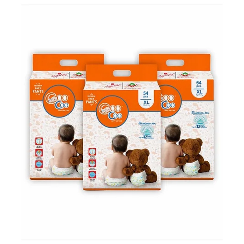 Coo Coo Extra Dry Baby Pullup Diaper Pants – X-Large XL 162 Count | Ultra Soft & Super Absorbent