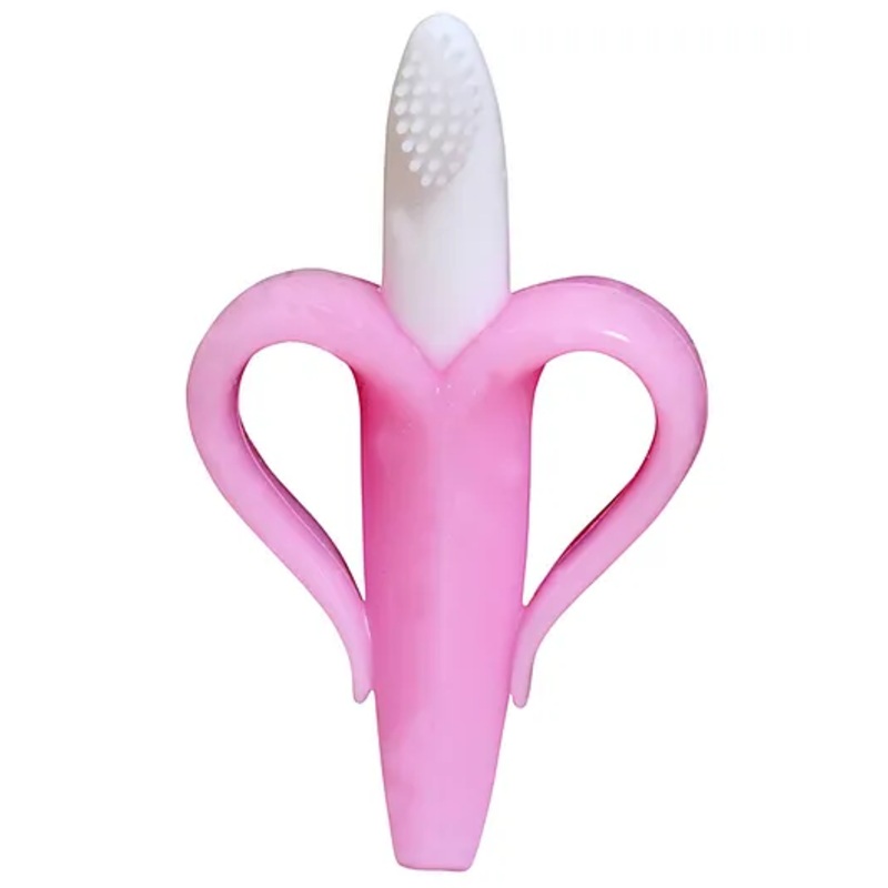 DOMENICO Silicone Banana Shaped Teething Toothbrush -Pink