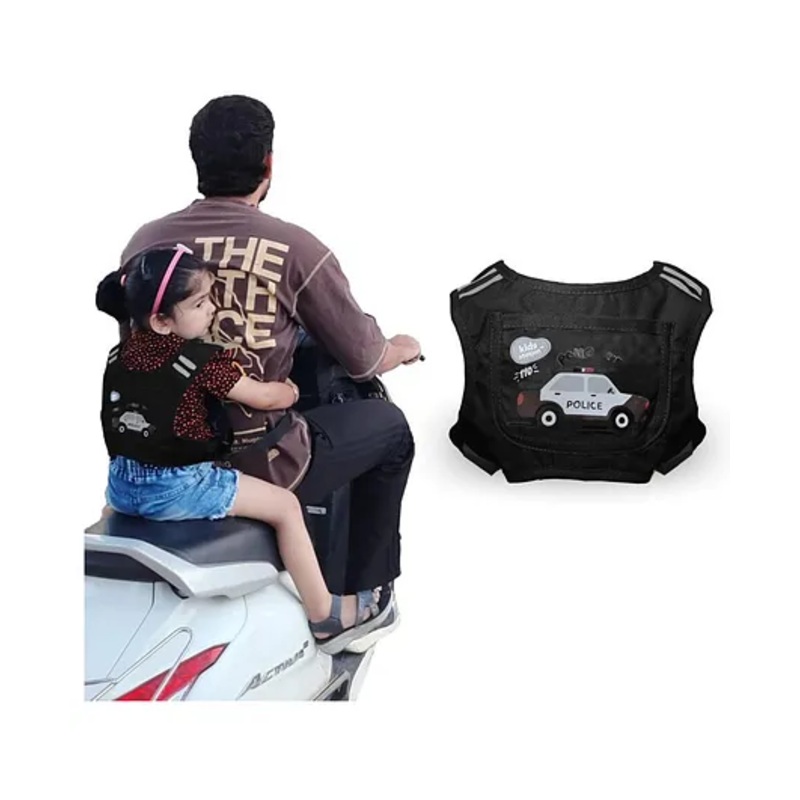 Kids Station Adjustable Bike Safety Belt Harness  Black  Portable Motorcycle Seat Belt for Kids  Two-Wheeler Child Safety Harness for Boys & Girls (Bike Belt)