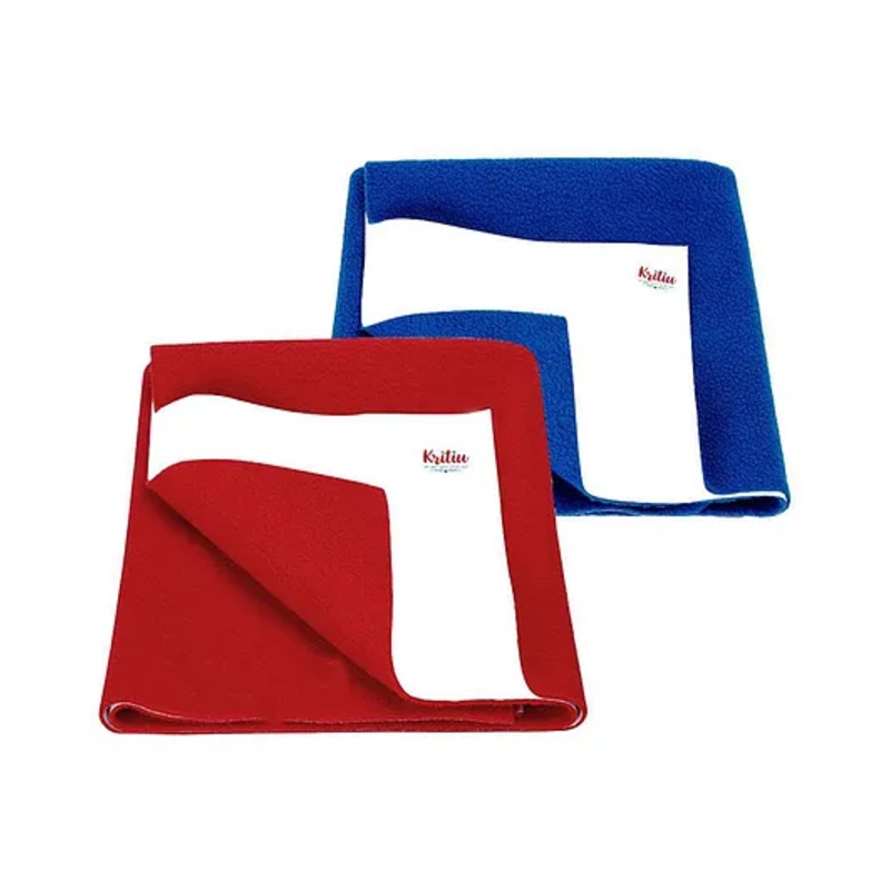 Kritiu Baby Smart Dry Sheet Bed Protector Sheet Size Small Pack Of 2 – Red & Blue
