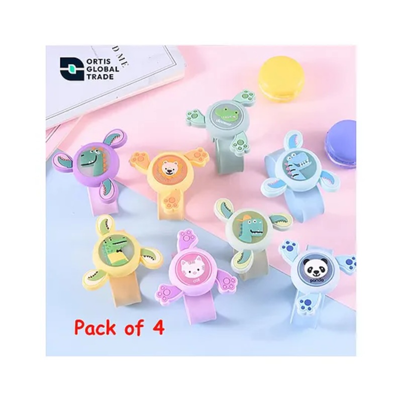 Ortis Mosquito Repellent Spinner Bands Pack of 4 (Color & Design May Vary)
