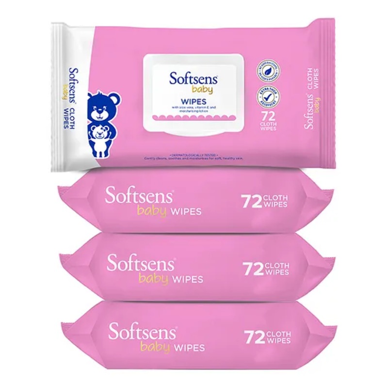 Softsens Extra Moisturising Skin Care Wet Wipes Pack of 4 – 72 Pieces Each