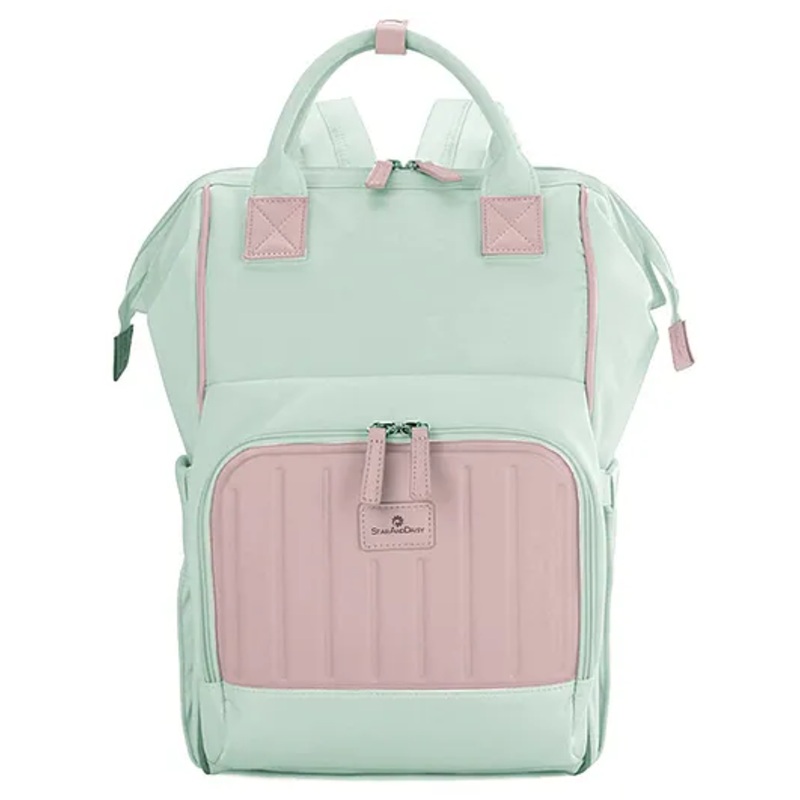 StarAndDaisy Diaper Backpack for Baby  Waterproof Multifunctional Bag with Max Storage Capacity  Elegant Green and Pink