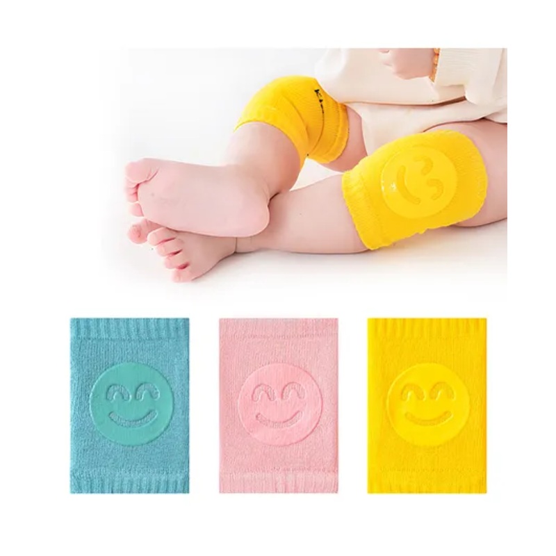 SYGA Pack of 3 Cotton Smiley Knee Pad – Yellow Green & Pink