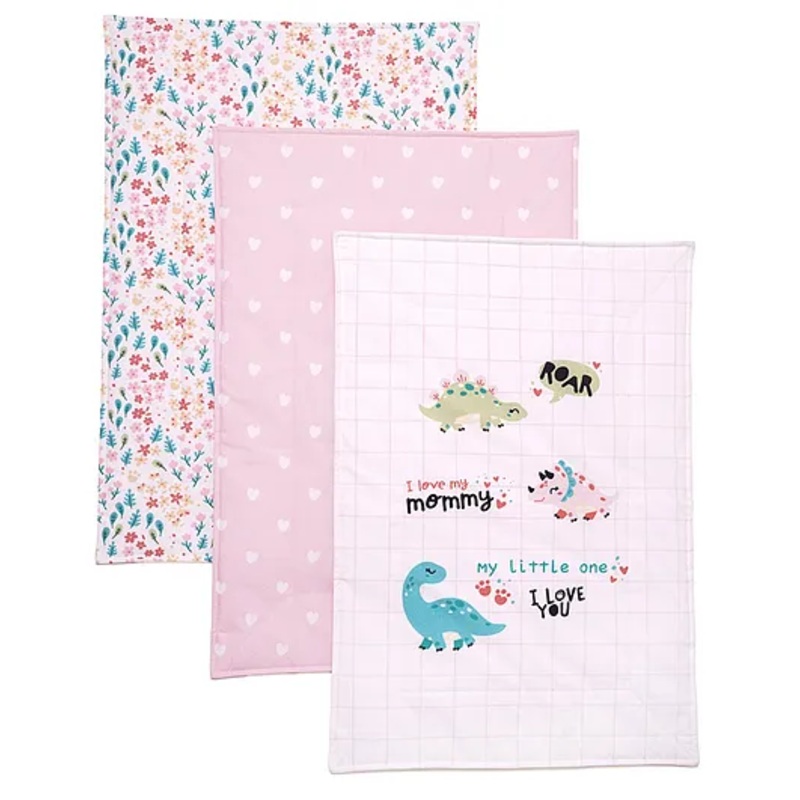 TIDY SLEEP Jurrasic Baby Dino Girl Diaper Changing Mats For Baby Pack Of 3