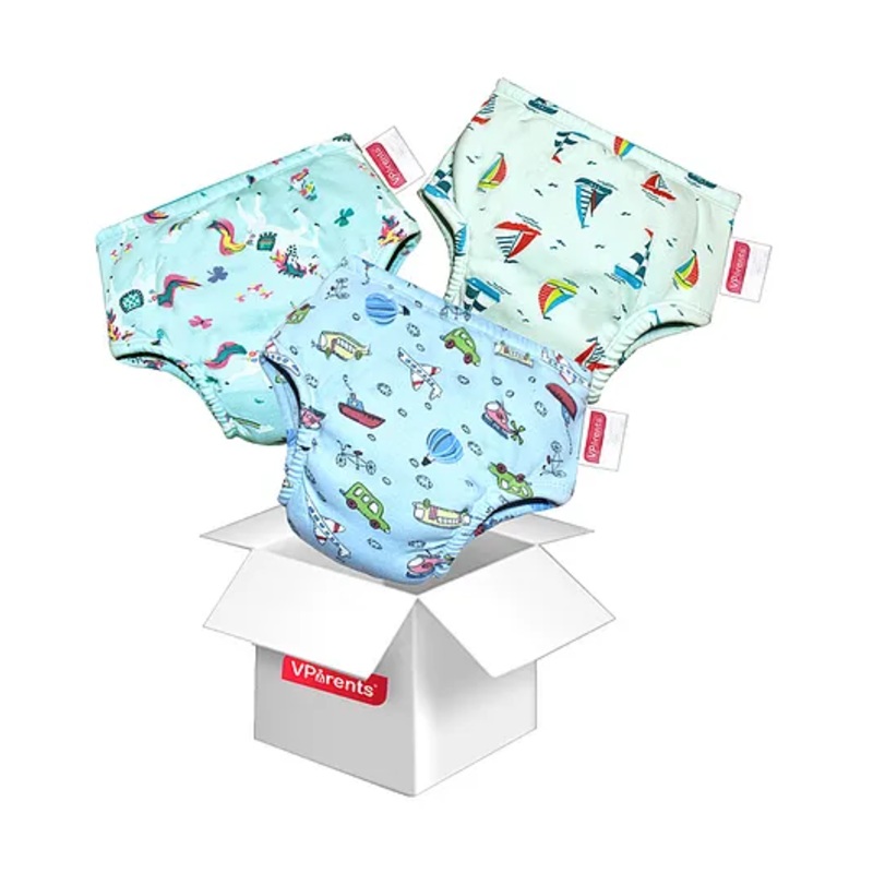 VParents Padded Underwear for Babies and Toddlers with 3 Layers of Cotton Padding Potty Training  Pull Up & Diaper-Free Time Pack of 2 (2 – 3 years ) (Print may vary)