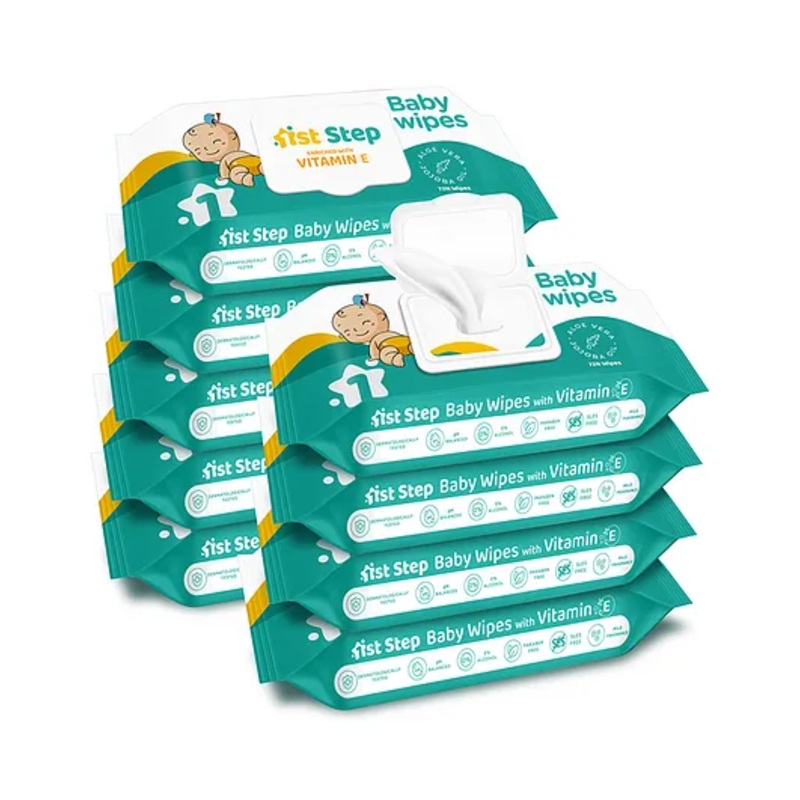 1st Step Baby Wet Wipes with Lid Enriched and Aloe Vera and Jojoba Oil 72 Wipes Pack of 9 – 648 Wipes