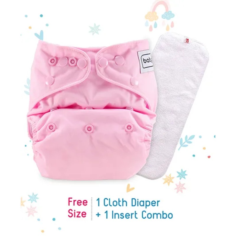 Babyhug Free Size Reusable Cloth Nappies With Insert – Pink