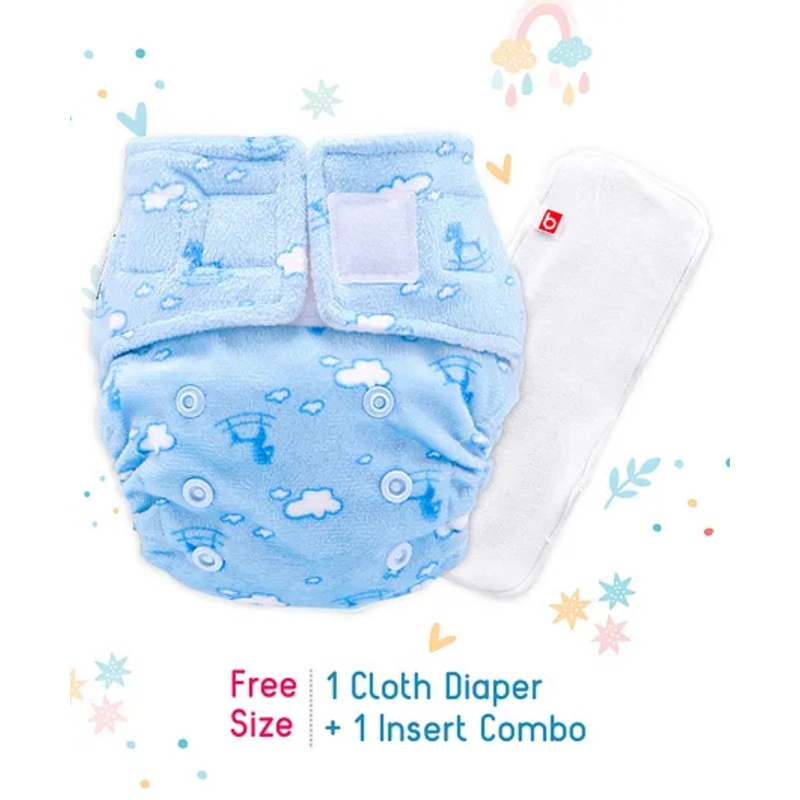 Babyhug New Born Reusable Cloth Nappies With SmartDry Abstract Print  – Blue