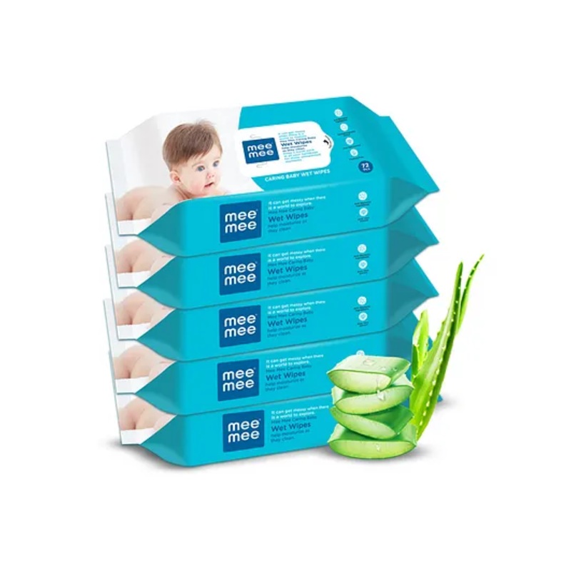 Mee Mee Caring Baby Wet Wipes with Aloe Vera Pack of 5 – 360 Pieces