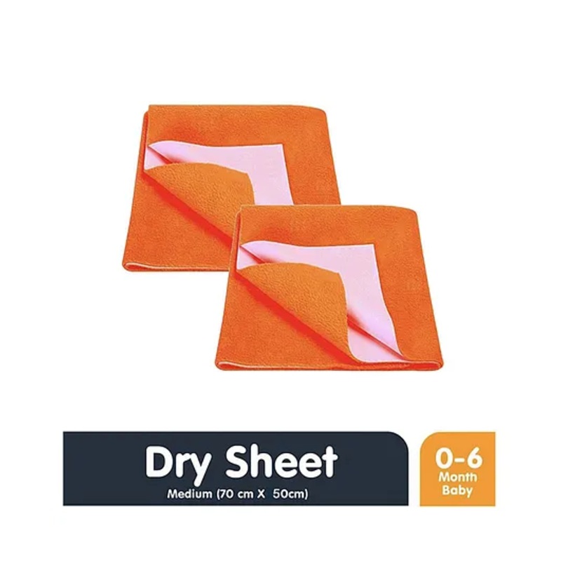 Moms Home Kids Solid Waterproof Protector Dry Sheet Pack Of 2 – Orange