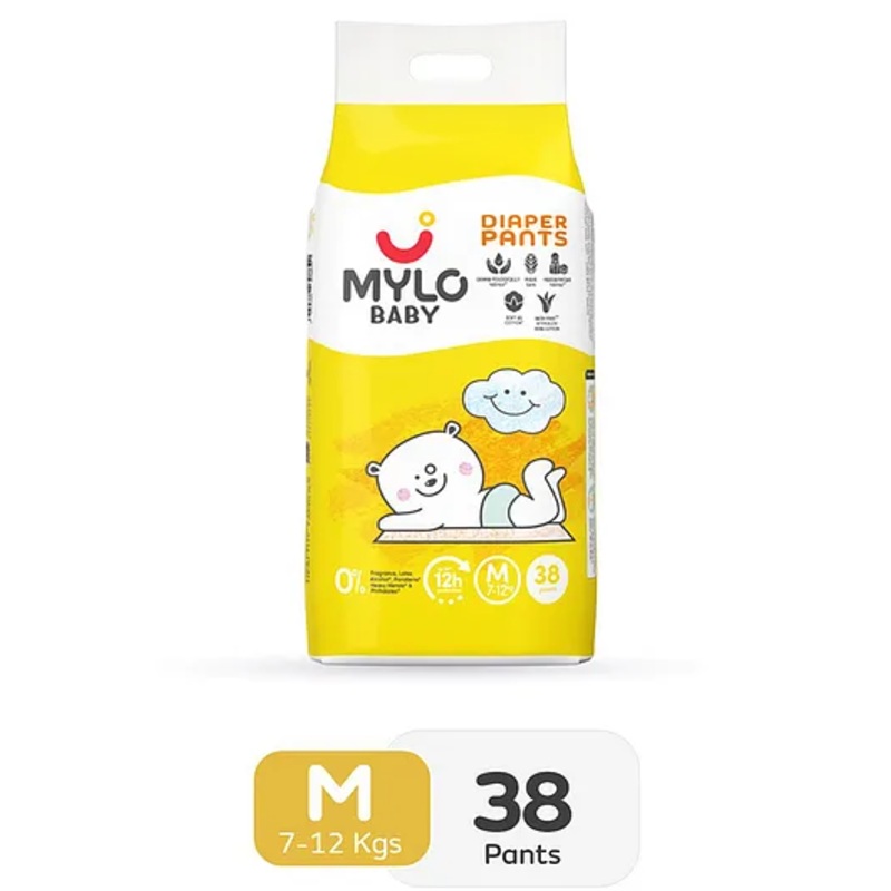 Mylo Baby Diaper Pants Medium M Size 7-12 kgs with ADL Technology – 38 Count – 12 Hours Protection