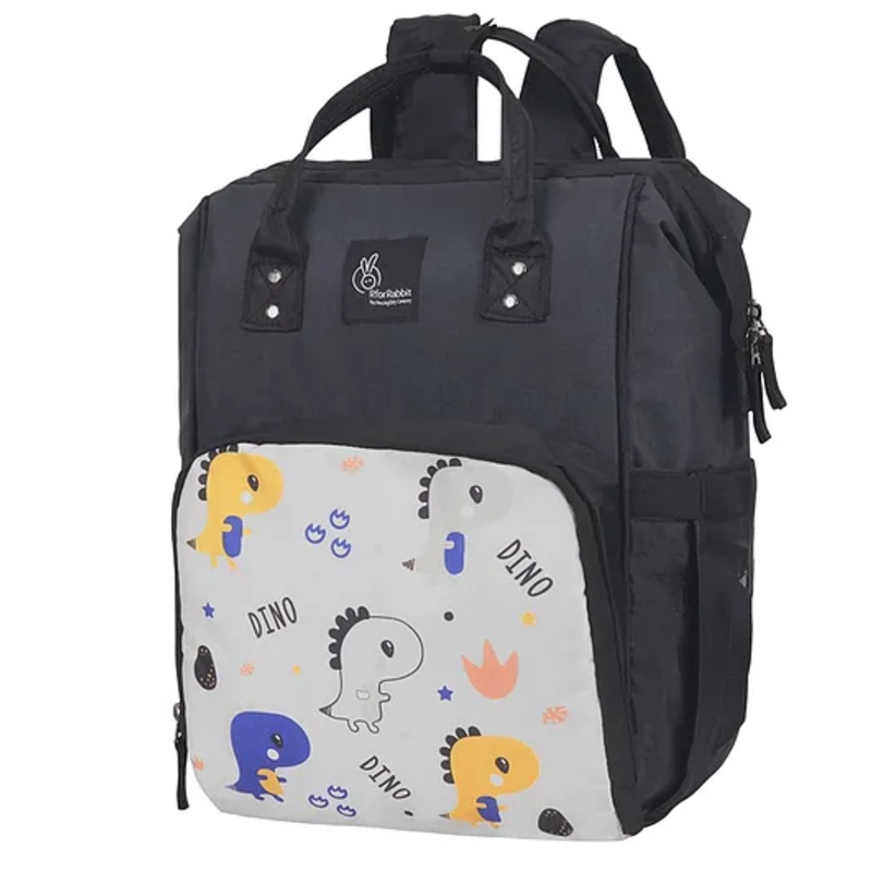 R for Rabbit Caramello Dino Diaper Bag for Mother, Multipurpose Stylish Diaper Bag with 11 Pockets, Water Resistant, 3 Insulated Front Pockets (Grey)