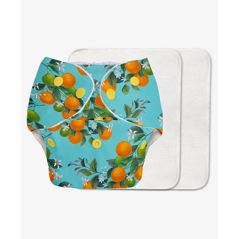 Super Bottoms Basic Reusable Cloth Diaper Peaches Print- Multicolor