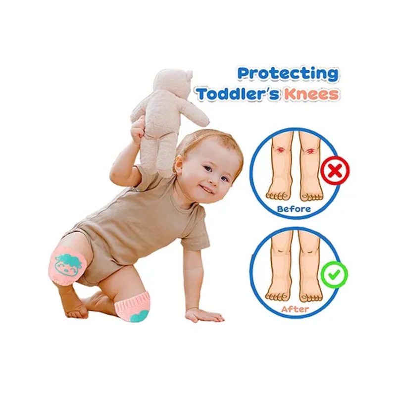 Babymoon Designer Baby Kneepads for Protection Knee Pads for Crawling, Anti-Slip Safety Protector – Kid Pink