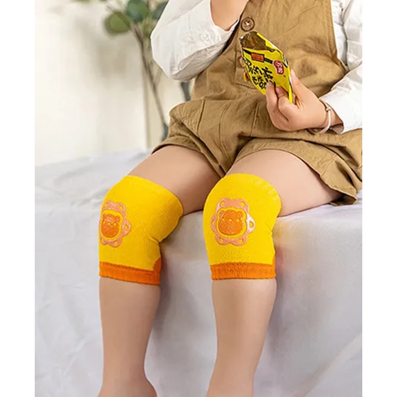 Bembika Baby Kneepad Breathable Animal Face Baby Knee Pads for Crawling Baby Knee Protector – Yellow