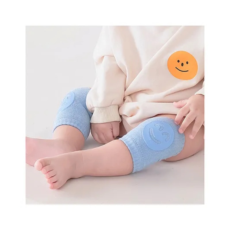 Bembika Baby Kneepad Breathable Smiley Face Baby Knee Pads for Crawling Baby Knee Protector – Blue