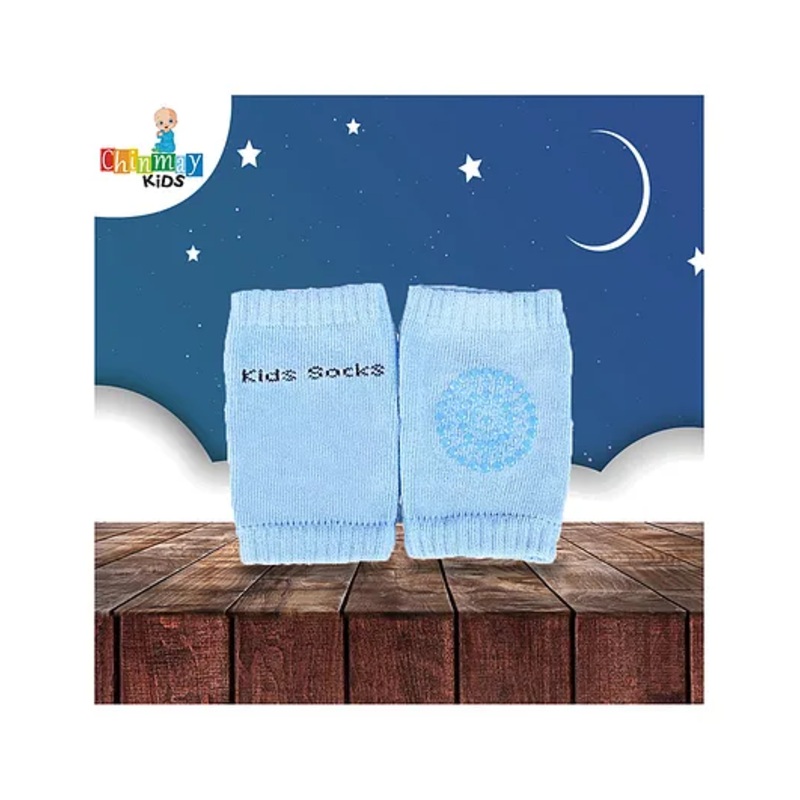 Chinmay Kids Anti-Slip Padded Stretchable Elastic Cotton Soft Comfortable Knee Pads – Sky Blue