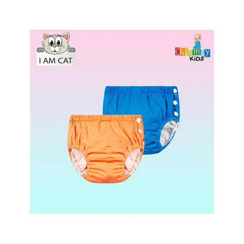 Chinmay Kids Reusable Swimwear Diaper Pants Set Of 2 – Blue & Orange