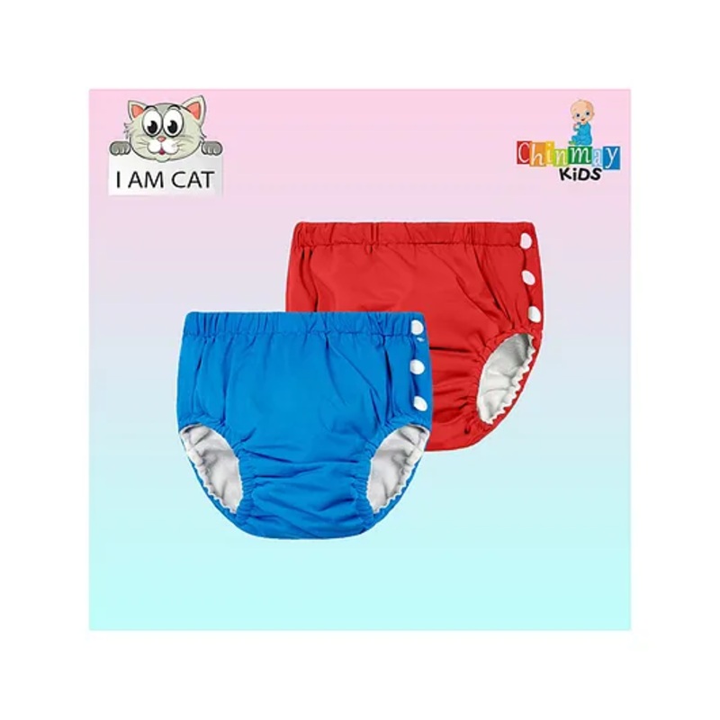 Chinmay Kids Reusable Swimwear Diaper Pants Set Of 2 – Blue & Red