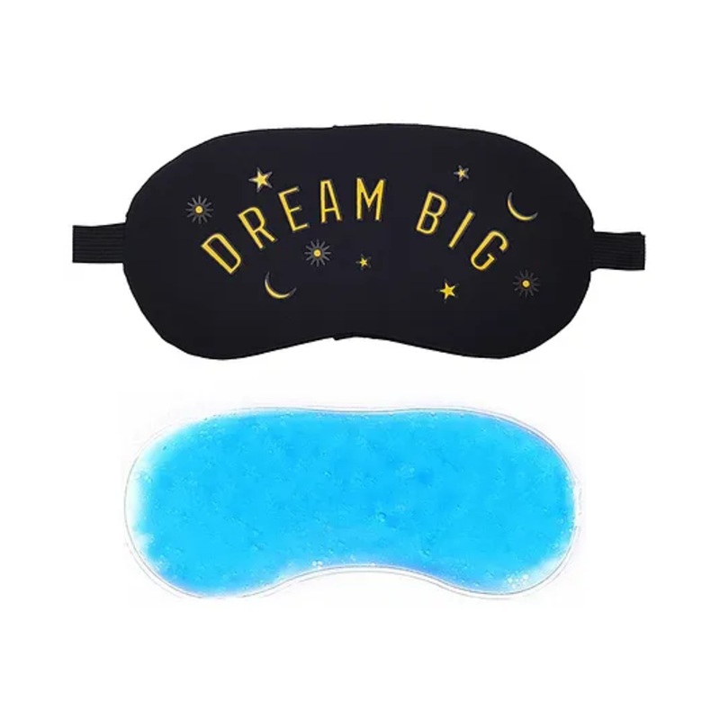 Jenna DreamBig Black Printed Sleeping Eye Mask With cooling Gel