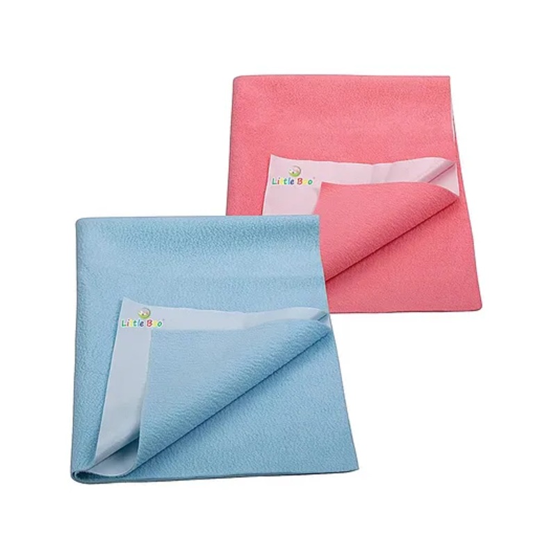 Little Boo Instadry Baby Bed Protector Sheet, Waterproof, Medium L 100 x B 70cm, Pack of 2 -SkyBlue & Salmon Rose